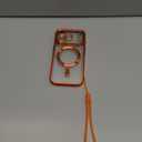 Meifigno Designed for iPhone 17 Pro Case 6.3", [Glitter Card & Wrist Strap] [Compatible with MagSafe] [2X HD Screen Protectors] Surround Raised Lens Protection for 17 Pro Case for Women,Cosmic Orange