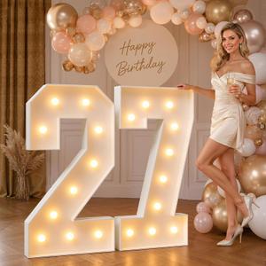 imprsv 4FT Marquee Numbers 27,DIY Light Up Numbers for 27th Birthday Decorations, Party Decorations,Anniversary Party Decor,Mosaic Number for Balloons Number 27,Pre-Cut Foam Board Kit