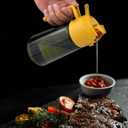 Oil Spray Bottle Dispenser for Kitchen Cooking, 470ml 16oz 2 in 1 Olive Oil Mister with 2 Waterproof Stickers for Kitchen Gadgets, Air Fryer, Salad, Frying, BBQ -Yellow Lid + Green Bottle