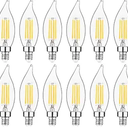 Sigalux E12 LED Bulb Candelabra Base 60 watt Chandelier Light Bulbs Dimmable, Flame Tip, 4.5W, 500LM 2700K Soft White, CA10 Candle Light Bulbs, 12 Packs