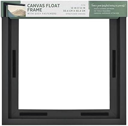 MCS Canvas Float Frames 12x12 Frame, Black Square Frame for Finished Canvases, Vertical & Horizontal Wall Hanging for Canvas Paintings (1-Pack)