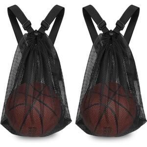 Basketball Bag 15 * 20 inch Sports Single Ball Bag Drawstring Mesh Backpack, for Carrying Soccer Volleyball Baseball football Carrier Single Outdoor Sports Equipment (2pcs)