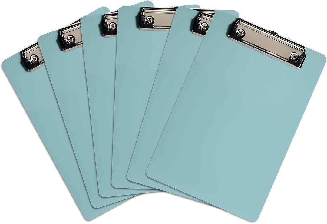 Hongri Plastic Small Clipboard, Green Memo Size Clip Board for Students, Kid, Women, Home, Low Profile Clip, Mini Size 6 x 9 in, Office Supplies & School Supplies(Pack of 6)