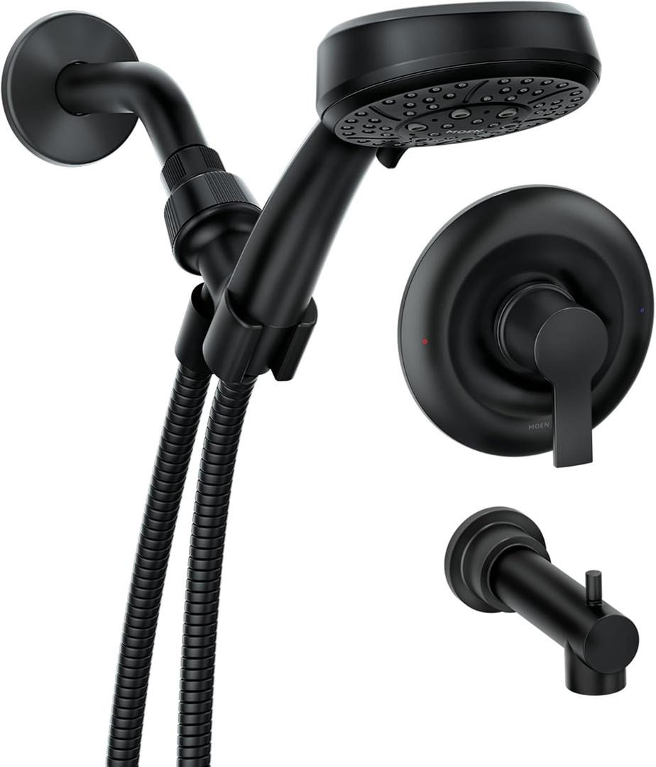 Moen 82618BL Meena Matte Black Tub & Shower Faucet
