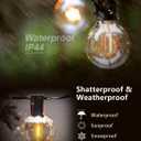50Pack Plastic C7/G40 Replacement LED Light Bulbs - 0.6W Equivalent to 7W Incandescent Bulbs 2700K, E12 Screw Base Shatterproof & Waterproof LED Globe Light Bulbs for Outdoor String Lights