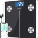 Etekcity Rechargeable Smart Scale for Body Weight, Digital Bathroom Scale with BMI, Body Fat, Muscle Mass, Accurate Weighing Machine for People Sync with Smartphone App, 400lb (Classic Rechargeable Black)