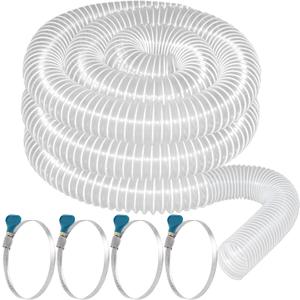 Heavy PVC Dust Collection Hose 2 1/2" x 20', Puncture Resistant PVC Dust Collection Hose with Carbon Steel Wire Coil for Woodworking, Workshops, Dust Collectors (White)