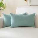 A Moment Cushion Covers 16x18 CM Sage Green Textured Decorative Throw Pillow Covers Modern Farmhouse Pillowcase Solid Cushion Cover Pack of 2 for Home Decor Sofa Bedroom
