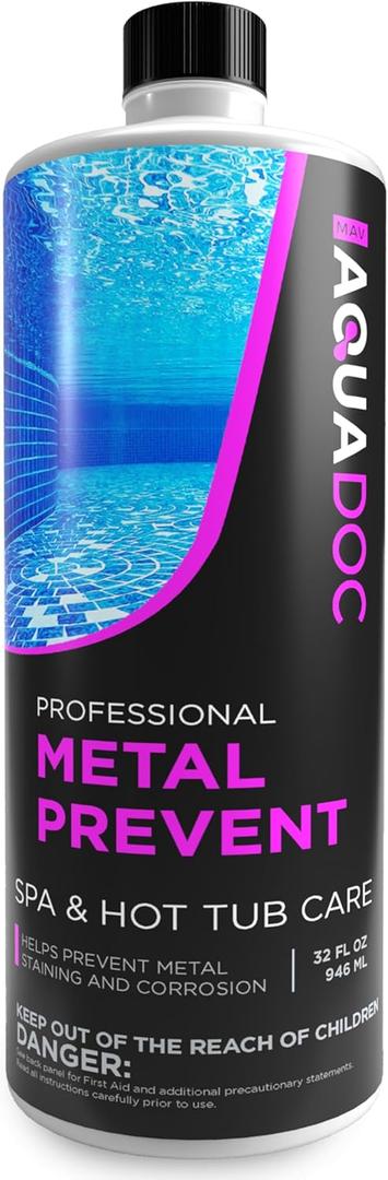 Spa Metal Control and Stain Protector to Protect Hot Tub Surfaces 32oz - Metal Gone Hot Tub Chemicals Made in The USA - AquaDoc
