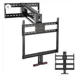 Fireplace Pull Down TV Mount over Fireplace, Drop Down TV Mount with Height Adjust for Most 43" - 75" TVs, Max VESA 600x400mm, up to 80lbs, above Fireplace TV Mount for Stone Brick Fireplace. The spring tension can be adjusted to suit the weight of t