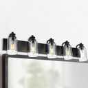 5-Light Black Bathroom Vanity Lights, 37" Modern Farmhouse Wall Sconces with Clear Glass Shade, Bathroom Wall Lamp for Mirror Bedroom Hallway Living Room Cabinet