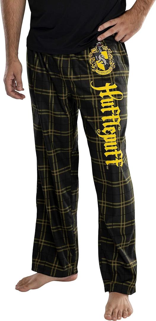 Harry Potter Men's House Crest Plaid Lounge Pajama Pants - All 4 Houses Gryffindor, Ravenclaw, Slytherin, Hufflepuff (XL)