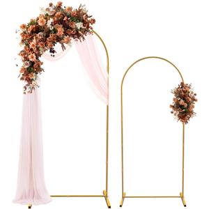 Wedding Arch Backdrop Stand Set of 2 Gold Metal Arch Frame 7.2FT & 6FT Backdrop Stand Wedding Arch Bracket Stand Birthday Party Balloon Arch