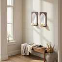 SOFE Arched Window Mirror Candle Sconces Wall Decor Set of 2, Cathedral Rustic Wall Decor Hanging Candle Holder for Living Room, Bedroom Bathroom