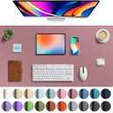 Aothia Faux Leather Desk Mat - Large Mouse Pad, Non-Slip PU Leather Blotter, Waterproof Writing Surface for Office and Home (Dark Pink, 40" x 24")
