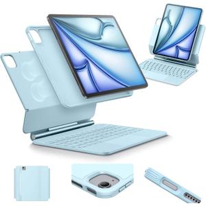ESR for iPad Air 11 Inch Case with Keyboard M4/M3/M2 (2026/2025/2024) & iPad Pro 11/Air 5th/4th Gen Keyboard, Easy-Set Magnetic Stand, Portrait/Raised Modes, with Removable Protective Case, Blue