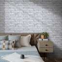 Commomy 3D Brick Wall Panels Peel and Stick - 12 pcs of 22.8" x 11.8" - Thin & UrltraLight Whitewash Grey Spot Brick Wallpaper Tiles for Kitchen, Bedroom, Living Room,TV Background(Covers 22.48 sq.ft)