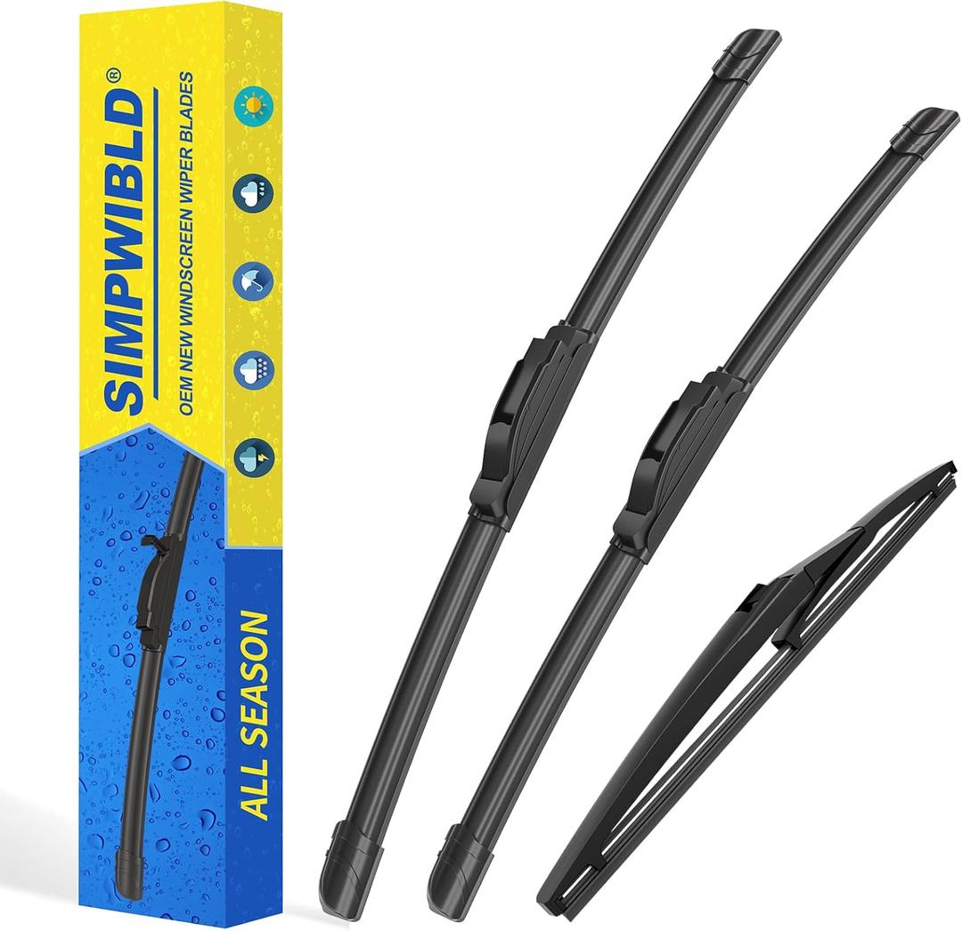 SIMPWIBLD 3 wipers Replacement for 2007-2018 Jeep Wrangler Windshield Wiper Blades Original Equipment Replacement 15"+15"+12" (Set of 3) U/J HOOK