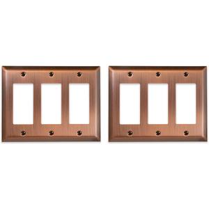 AMERELLE 163RRRAC Century Triple Rocker Steel Wallplate in Antique Copper (Pack of 2) (1 Count (Pack of 2))