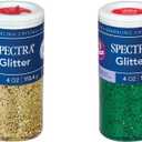Spectra Arts & Crafts Glitter Gold 4 oz 1 Jar, Green 4 oz 1 Jar Bundle