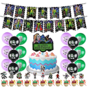 Horror Birthday Party Decorations, Halloween Birthday Party Supplies Decorations Set Include Banner, Balloons, Cake Toppers and Cupcake Toppers for Home Classroom Decor