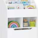 UTEX Bookshelf for Kids, Wooden Book Display, Kids Bookshelf and Toy Storage, Children Book Rack Bookcase Toybox Combo for Bedroom & Nursery, White