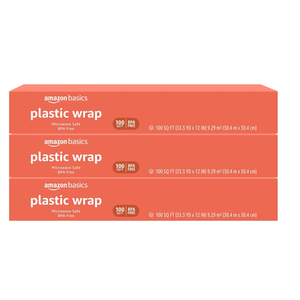 Plastic Food Wrap, BPA Free, Microwave Safe with Tight Seal, 300 Sq Ft, Pack of 3, 100 Sq Ft Rolls