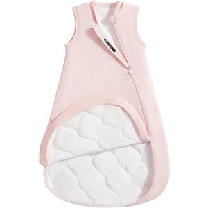 0.5Tog 1.0 Tog Baby Sleep Sack, Unisex Cotton Toddler Sleeping Sack for Babies, 2-Way Zipper Baby Wearable Blanket (3-6 Months, 2.5 Tog, Light Pink)