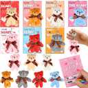 28 Pack Valentines Day Cards for Kids with Mini Plush Bear Keychains - Classroom Exchange Gifts, Valentines Party Favors for School Class, Valentines Day Prizes for Boys & Girls