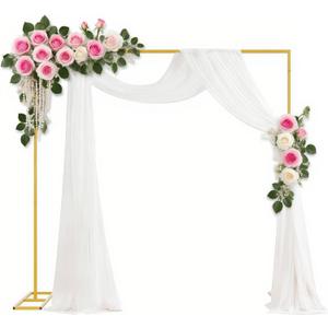 GIB 6.5FT Heavy Duty Backdrop Stand with Base, Gold Metal Square Wedding Arch Balloon Frame Background Decor for Shower Birthday Parties Anniversary Ceremony Decoration