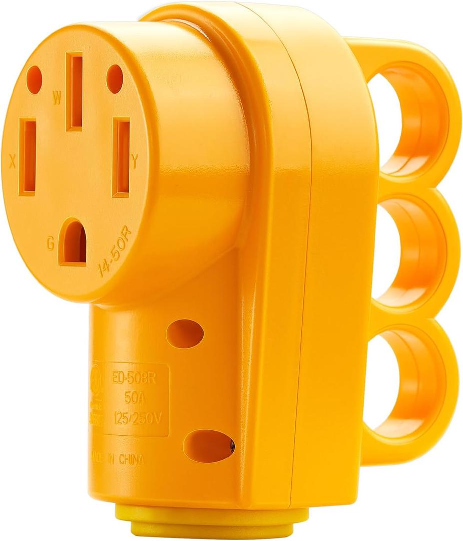 Kohree 50 Amp RV Plug Female, 125 250V RV Receptacle Plug, Heavy Duty NEMA 14-50R RV Replacement Plug with Ergonomic Grip Handle for RV, Camper, Caravan, Motorhome, Van, Trailer 
