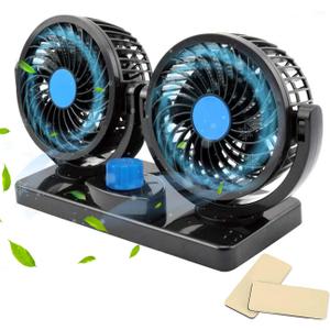 12V Car Fans, 360 Degree Rotatable Car Fan that Blow Cold Air, DC Electric 2 Speed Dual Head Fan, Quiet Strong Dashboard Cooling Air Circulator for Golf RV SUV Vehicles