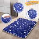 Kiseely Japanese Futon Mattress, Foldable Tatami Mat Portable Dormitory Sleeping Pad with Bag & Strap, Floor Thicken Sleeping Roll up Camping Mattress (Blue WS1, 60"X80")