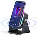Induction Speaker with Phone Stand 5 in 1 Wireless Induction Bluetooth Audio for iPhone Android Phone Speakers Amplifier with Rechargeable Colorful Light, Birthday Gifts for Men Women Teens (Black)