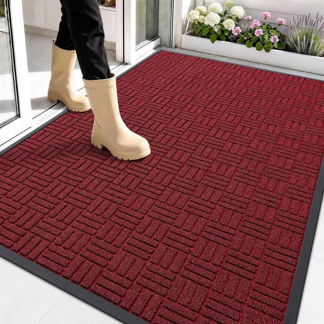 OLANLY Front Door Mat Outside Entrance 59x34, Heavy-Duty Rubber Doormat