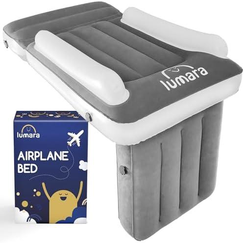 LUMARA Toddler Airplane Bed - Inflatable Airplane Bed for Toddlers, Plane Baby Seat Extender for Kids - Blow Up Air Mattress for Child Flight Sleep with Safety Belt, Innovative Valves, No Pump Needed