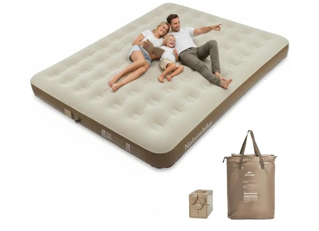 Naturehike California King Air Mattresses with Rechargeable Built-in Pump, Inflatable Mattress, Portable Blow up Mattress, Air Bed for Home, Camping, Guest
