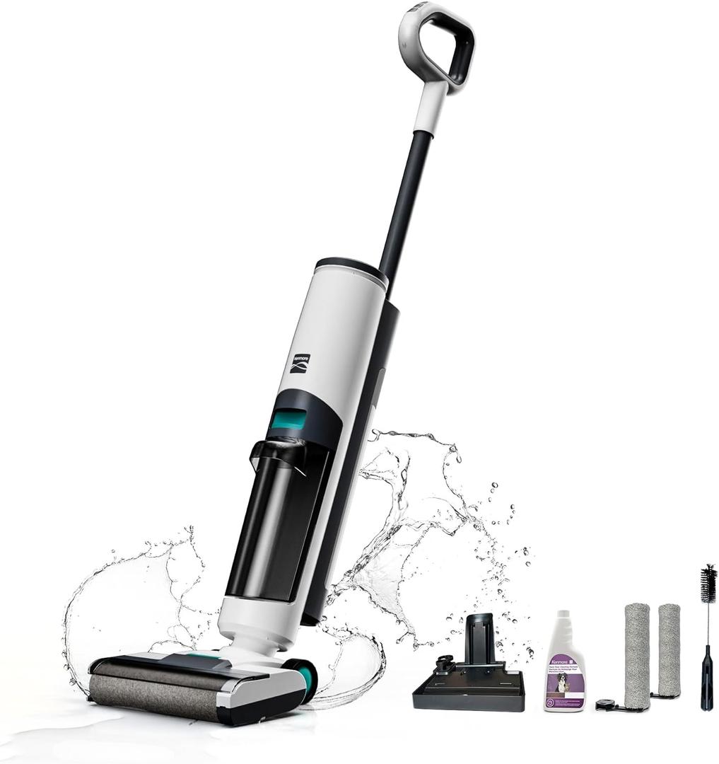 Kenmore HF5010 AquaLite 3-in-1 Cordless Wet Dry Vacuum Hard Floor Cleaner with Automatic Air-Drying, 35mins Runtime & One Edge Self-Cleaning Mop for Multi-Surface and Messes