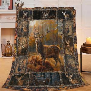 Deer Blanket Elk Throw Blanket Wildlife Animals Flannel Stuff Merch Cozy Decor Fleece Plush Fuzzy Warm Soft Lightweight Bedding Gifts for Hunting Lover Women Men Girl Boy Couch 60"X50"