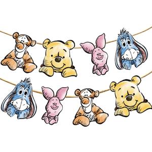 Cute Bear Banner For Baby Shower Decorations Birthday Banner Party Decoration Party Supplies(8PCS)