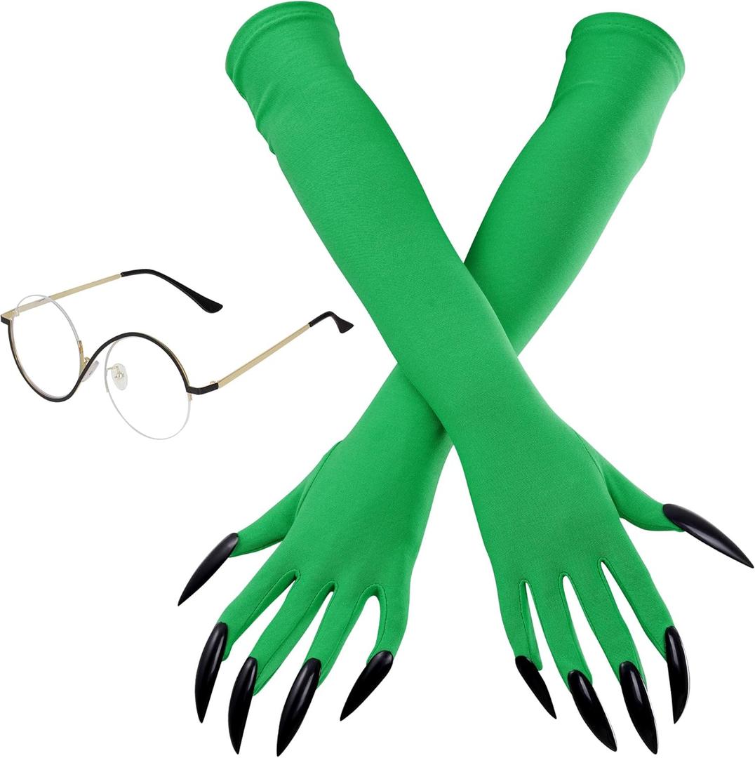 choyaxo Witch Costume Accessory Including Witch Gloves Glasses for Halloween Cosplay Props