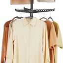 SONGMICS 2-Tier Clothes Drying Rack, 75.2-Inch Folding Laundry Drying Rack with 6 Rotatable Arms for Hangers, Stainless Steel, for 54 Pieces of Clothes, Black ULLR514B01