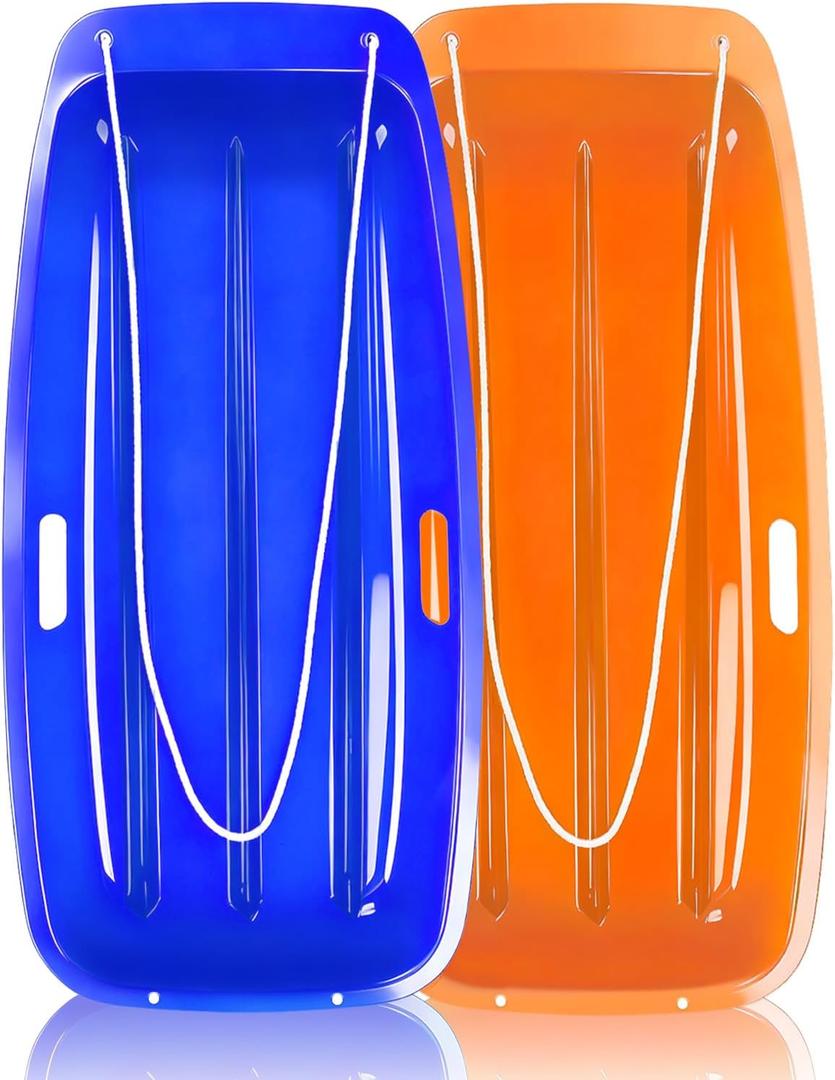 Sled, Snow Sled for Kids and Adults, Racer Downhill Sprinter Snow Sled 35" for 1-2 Riders with Pull Rope and 2 Handles, Utility Pull Sled Skiing, Ice Fishing, Deer Hunting, Firewood, Work Cargo, Gift