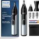 Norelco Philips Nose Trimmer 5000 for Nose, Ears, Eyebrows Trimming Kit, NT5600/62 (7.9 Inch (Pack of 1), Black, Silver)