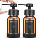 Foaming Soap Dispenser Set, Glass Foam Soap Dispenser with Plastic Pump, 8.5oz Empty Refillable Glass Bottle for Liquid Soap - Kitchen, Bathroom, Commercial