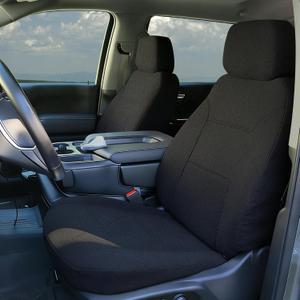 Front and Rear Seat Covers for Chevy Silverado & GMC Sierra 1500 Crew Cab 2019-2026 with Headrest and Rear Cup Holder Composite Sponge Fabric Soft Breathable Comfortable Black
