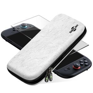 2 x sarlar Carrying Case for Nintendo Switch 2, Premium Odorless Hard Felt with Screen Protector, Portable Protection Travel Bag with 14 Game Cartridges for Storage Console Accessories, White