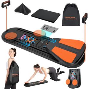Pilates Board - Pilates Reformer Set, Portable and Foldable Pilates Board for Home Workout, Multifunctional Pilates Board for Women, Pilates Reformer Machine for Home Exercise (Black Orange)