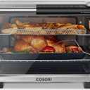 COSORI Ceramic Air Fryer Toaster Oven Combo, 13-in-1 Flat-Sealed Heating Elements for Easy Cleanup, Innovative Burner Function, 8 Accessories & Recipes, 26QT, Silver, Stainless Steel
