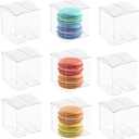 Nicunom 120 Pack 2x2x2 Inch Clear Favor Boxes with Ribbons, Small Plastic Gift Boxes Mini Transparent Cube Individual Candy Macaron Packaging Box for Wedding Birthday Party Baby Shower Treats